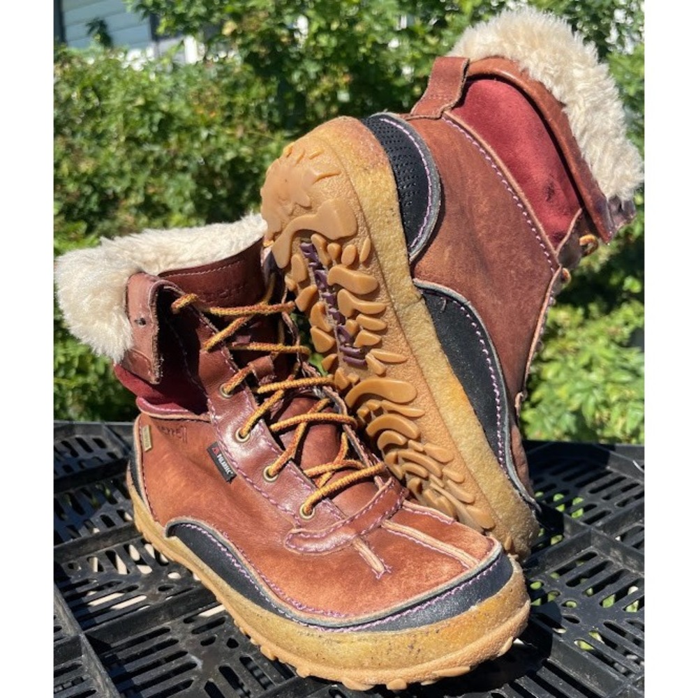 Merrell Grandeur Polar Fleece Waterproof Boots Womens 6.5 Brown Leather Faux Fur